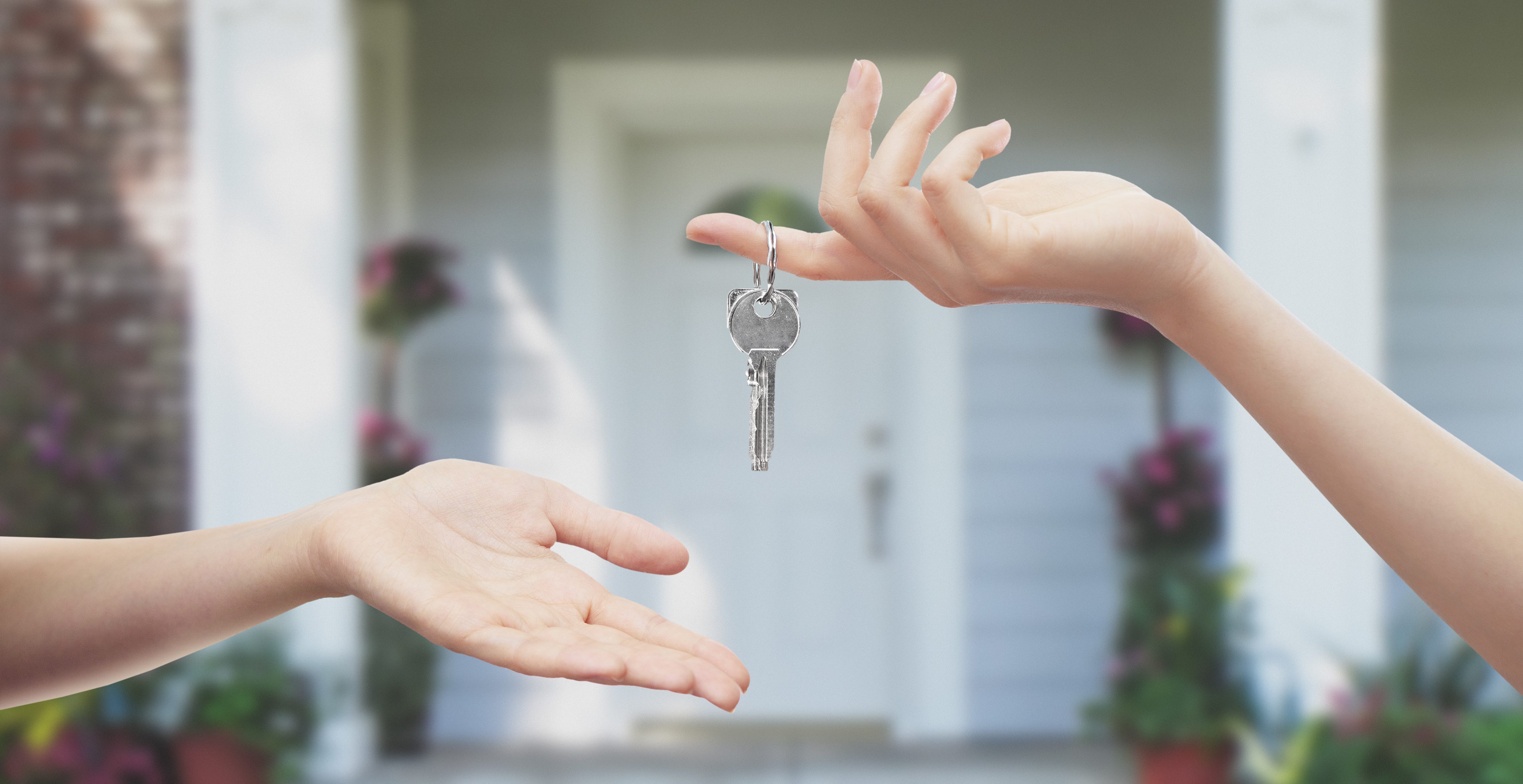Mani con chiavi sfondo porta Home Purchase